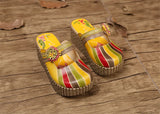 Summer Shoes Women Wedge Slides Cover Handmade Toes Flower Thick Heels Genuine Leather Lady Platform Slippers MartLion   