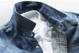 Denim Summer Cotton Shirts for Men Jeans Long Sleeve Shirt  Clothes Chemise Homme MartLion   