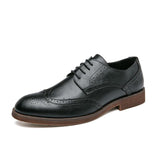 Fotwear Men's Brogue Shoes Classic Formal Oxfords Leather Dress Wedding Adult Lace Up Footwear Mart Lion Black 6.5 
