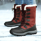 Winter Women Men's Boots Military Brown Windproof Combat Army Outdoor Waterproof Leather Knee Keep Warm Mart Lion Black Red 36 