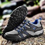 Men's Soft Outdoor Casual Shoes Summer Breathable Mesh Sneakers Light Black Hiking Footwear Running Mart Lion   