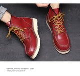 Red Retro Men's Boots Classic Platform Motorcycle Comfort Genuine Leather Winter hombre Mart Lion   