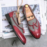 Tassel Men's Loafers Dress Shoes Striped Wedding Formal Pointed Toe Brogues Slip On Oxfords Mart Lion   