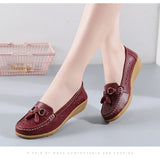 Summer Leather Women's Shoes Moccasins Platform Soft Boat Cutout Flats Casual Low Heel Nurse Lolita MartLion   