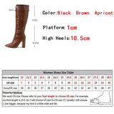 Winter Knee High Boots Women Black Square Heels Snake Print Leather Pointed Toe Zip Ladies Chunky Shoes Mart Lion   