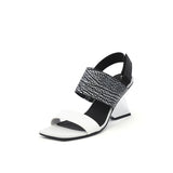 Elegant Square Toe Ladies Shoes High Heels Pumps Genuine Leather Sandals Metal Party Summer Woman MartLion   