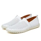 Brand White Moccasins Men's Dress Shoes Extra Breathable Cut-outs Loafers Casual Hand-stitching Formal Mart Lion   