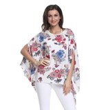 Women Blouses Print Chiffon Blouse Shirt Batwing Sleeve Casual MartLion picture color 17 4XL 