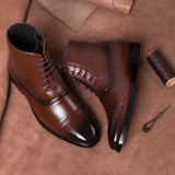 Men's Boots Winter Warm Lace Up Versatile Leather Shoes Footwear MartLion Brown 39 