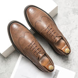 Fotwear Men's Dress Shoes Brogues Office Leather Lace Up Wedding Oxfords Brown Formal Sneakers Mart Lion Brown 6.5 