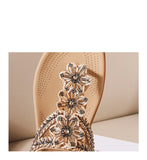 Summer Retro Sandals Women Rhinestone Beads Resort Beach Beach Wedge Shoes MartLion   