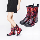 Women Boots Waterproof Ladies Ankle Floral Female Shoes Spring Autumn Rainboots Mart Lion   