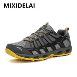 Leather Men's Casual Shoes Male Summer Mesh Breathable Sneakers Rubber Sole Hiking Outdoor Zapatos De Hombre