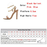  Pink Patent Leather Summer Women's Shoes Sandals Open Toe Metal Chain Ankle Strap Stiletto Heels Ladie Mart Lion - Mart Lion