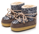 Children Snow Boots Real Fur Winter Warm Plush Boys Sequins Shoes No-Slip Girls Sneakers Kids Ankle Mart Lion khaki 27-28 