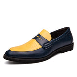 Casual Shoes Men's Loafers Leather Boat Handmade Slip On Dress Shoes MartLion Yellow 12.5 