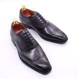 Handmade Men's Wingtip Oxford Shoes Genuine Calfskin Leather Brogue Dress Classic Formal Shoes MartLion   