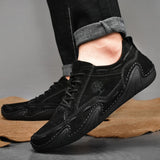 Men's Flat Casual Shoes Handmade Genuine Leather Loafers Breathable Moccasins Outdoor Sneakers