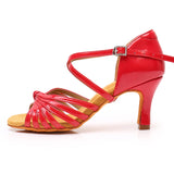 Girls Latin Dance Shoes for Woman Ladies Ballroom Modern Tango Dancing Performance Salsa Sandals MartLion Red 7.5CM 35 CHINA