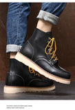 Red Retro Men's Boots Classic Platform Motorcycle Comfort Genuine Leather Winter hombre Mart Lion   