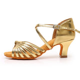 Girls Latin Dance Shoes for Woman Ladies Ballroom Modern Tango Dancing Performance Salsa Sandals MartLion Gold 6CM 35 CHINA