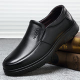 Men's Dress Shoes Genuine Leather Breathable Middle Aged Round Toe Wedding Footwear Flat 896 - MartLion