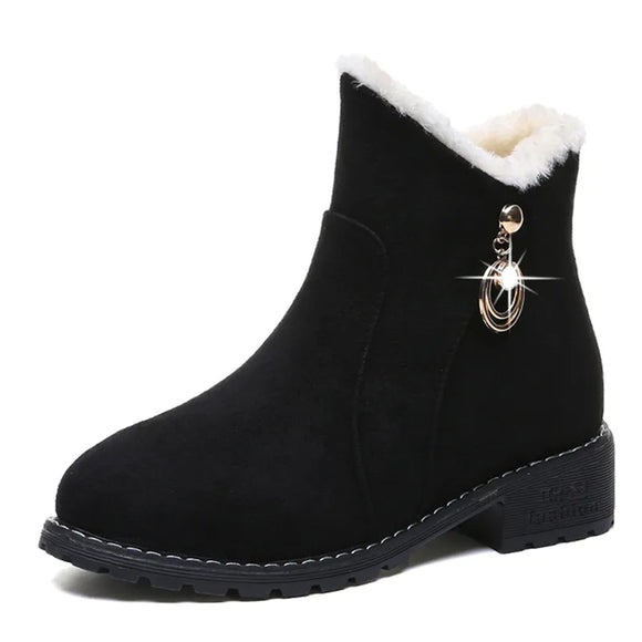 Women Boots Lightweight Ankle Women Black Snow  Warm Plush Shoes Ladies Side Zipper Female Zapatillas MartLion black 35 