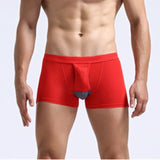 Scrotum Separation Men's Panties Modal Underwear Boxer Escroto Pouch Mid Rise Underpants Slips Hole Breathable White Mart Lion Red M 