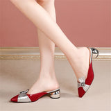 women beige square heel summer shoes lady casual sweet party red high heel MartLion   