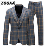 Plaid Designs Lapel Men's Suit Tailor Made Groom Tuxedos Wedding 3 Piece Suits Blazer (Jacket+Pants+Vest) Mart Lion   