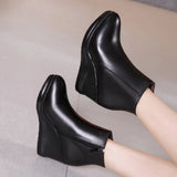 Platform Wedges Boots Women Shoes Fall Winter High Heels Plush Warm Office MartLion   