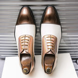 Wedding Leather Shoes Men's Gold Oxfords Pointed Toe Party Dress Lace Up Driving Designer Mart Lion   