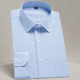 Men's Basic Standard-fit Long Sleeve Dress Shirt Solid/striped Formal White Work Office Classic Mart Lion AM020 43 