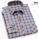 Fall Smart Casual Men's Flannel Plaid Shirt Brand Office Long Sleeve Shirt Clothes Mart Lion 6611 Asian S Label 39 