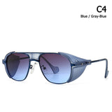 SteamPunk Style Side Shield Sunglasses Men's ins Popular Cool Brand Design Sun Glasses Oculos De Sol 86225 Mart Lion C4 Blue  