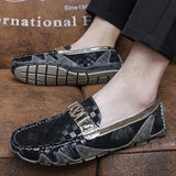 Genuine Leather Classic Men's Casual Shoes Breathable Slip-on Loafers Lightweight Walking Flats Footwear MartLion   