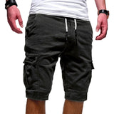 Men's Cargo Shorts Summer Bermuda Military Style Straight Work Pocket Lace Up Short Trousers Casual Mart Lion Dark Grey M (50-55KG) China