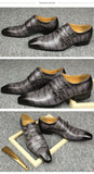 Crocodile Print Men's Dress Wedding Party Office Shoes Handmade Leather Monk Buckle Strap Grey Pointed Toe Loafers Mart Lion   