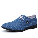 Men's Classic Shoes Dress Korea Pointed Toe Lace-Up Formal Wedding Blue Hemp Mart Lion Blue 240 