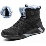 Work Shoes Men's Puncture-proof Work Safety Boots Indestructible Work Sneakers Security Lightweight Winter MartLion 5037-blackfur 36 