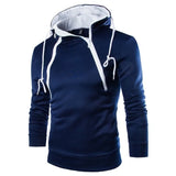 Men's Hoodies Long Sleeve Sweatshirts for Men Zipper Hooded Pullover Neck Mens Sweatshirt Top Jacket Coat Black Sweater MartLion Blue XL 