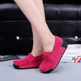 Flats Suede Women's Loafers Creepers Shoes Slip On Fringe Platform Casual Ladies Moccasins MartLion Red 10 