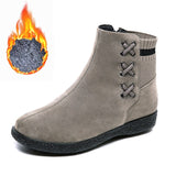 Winter Women's Snow Boots Suede Thick-Soled Ankle Non-Slip Plus Velvet Warmth Ladies Casual Martin Mart Lion Grey 1 4.5 