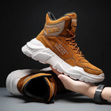 Autumn Winter Orange High Top Shoes Men's Sneakers Couple Hip Hop Keep Warm Chunky MartLion   