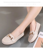 Summer Women Flats Shoes Cutouts Genuine Leather Loafers Breathable Ballet Flats Oxford Casual MartLion   