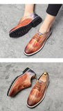 Casual Shoes Split Leather Bullock Men's Red Flat Men Loafers MartLion   