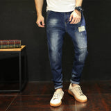 Men  splice Slim Stretch Jeans Classic Multi-pocket cotton male Casual denim MartLion   