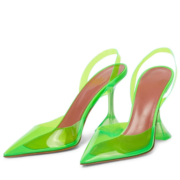 Transparent PVC Women Pumps Cup Heeled Summer Jelly Shoes Elegant High heels Party Prom MartLion Green 40 