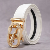 White Men's Belt Automatic Buckle Two-layer Cowhide Youth Korean Version Design Authentic Wild Youth Belt MartLion   
