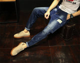 Men  splice Slim Stretch Jeans Classic Multi-pocket cotton male Casual denim MartLion   